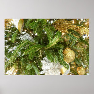Silver and Gold Weihnachtsbaum I Urlaub Poster