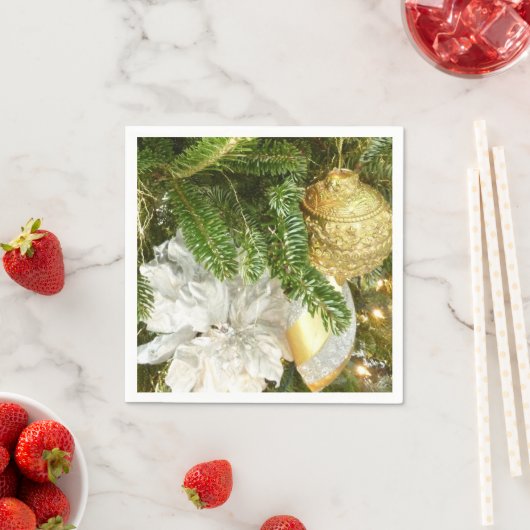 Silver and Gold Weihnachtsbaum I Urlaub Serviette (Beispiel)