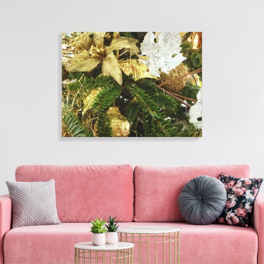 Silver and Gold Weihnachtsbaum II Urlaub Leinwanddruck (Insitu (Wohnzimmer))