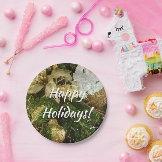 Silver and Gold Weihnachtsbaum II Urlaub Pappteller (Party)