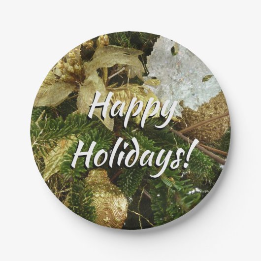 Silver and Gold Weihnachtsbaum II Urlaub Pappteller (Vorderseite)