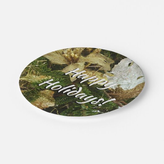 Silver and Gold Weihnachtsbaum II Urlaub Pappteller (Schrägansicht)