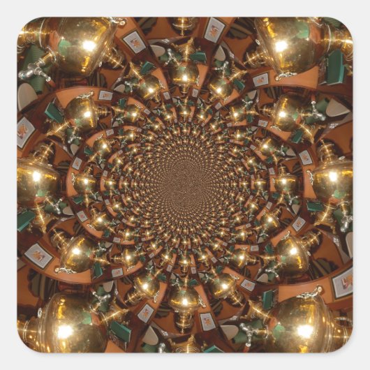 Silver and GoldElegante Teekultur - Vintag Samov Quadratischer Aufkleber (Vorderseite)