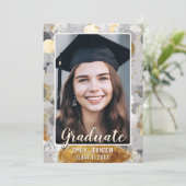 Silver and Golden Foil Confetti Abschluss Einladung (Stehend Vorderseite)