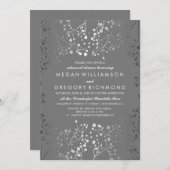 Silver and Grau Gipskraut Probe Dinner Einladung (Vorne/Hinten)