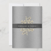 Silver and Gray Botanical Satin Ribbon Gay Wedding Einladung (Vorderseite)
