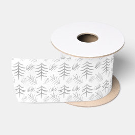 Silver and Gray Christmas Trees Satinband