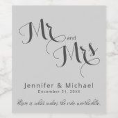 Silver and Gray Elegante Wedding Weinetikett (Einzelnes Label)