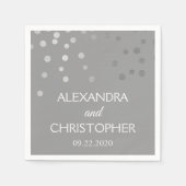 Silver and Gray Foil Confetti Wedding Serviette (Vorderseite)