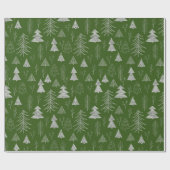 Silver and Green Christmas Tree Forest Pattern Geschenkpapier (Flach)