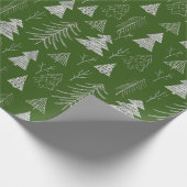 Silver and Green Christmas Tree Forest Pattern Geschenkpapier (Ecke)