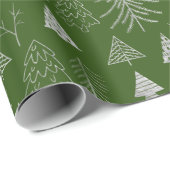 Silver and Green Christmas Tree Forest Pattern Geschenkpapier (Rolleneckpunkt)