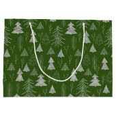 Silver and Green Christmas Tree Forest Pattern Große Geschenktüte (Rückseite)