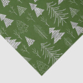 Silver and Green Christmas Tree Forest Pattern Seidenpapier (Detail)