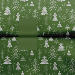 Silver and Green Christmas Tree Forest Pattern Seidenpapier