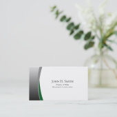 Silver and Green Elegance Landscape Business Card Visitenkarte (Stehend Vorderseite)
