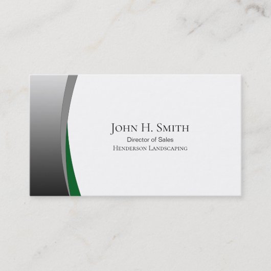Silver and Green Elegance Landscape Business Card Visitenkarte (Vorderseite)