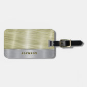 Silver and Green Metal Gepäckanhänger (Vorderseite horizontal)