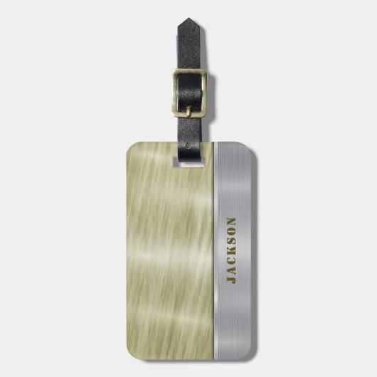 Silver and Green Metal Gepäckanhänger (Vorderseite vertikal)