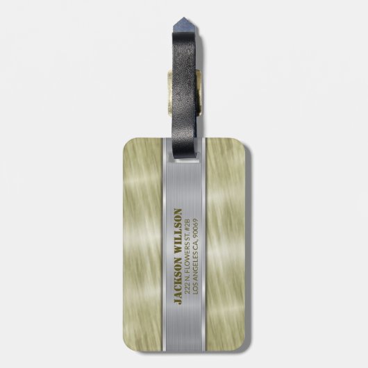 Silver and Green Metal Gepäckanhänger (Rückseite vertikal)