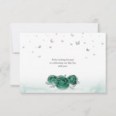 Silver and Green Rose Elegant Save The Date (Rückseite)
