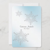 Silver and Ice Blue Snowflakes Bat Mitzvah Einladung (Rückseite)