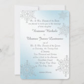 Silver and Ice Blue Snowflakes Wedding Einladung (Vorderseite)
