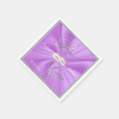 Silver and Lavender Satin Wedding Serviette (Ecke)