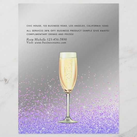 Silver and Lila Balloon Party Girl Grand Opening Flyer (Hinten)