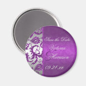 Silver and Lila Damask II Save the Date Magnet (Vorderseite/Rückseite)