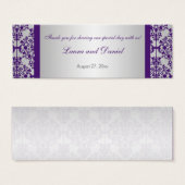 Silver and Lila Damask Wedding Favor Tag (Vorne & Hinten)