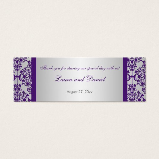 Silver and Lila Damask Wedding Favor Tag (Vorderseite)