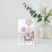 Silver and Lila Monogram Balloon Party Girl Visitenkarte (Stehend Vorderseite)