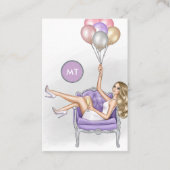 Silver and Lila Monogram Balloon Party Girl Visitenkarte (Vorderseite)