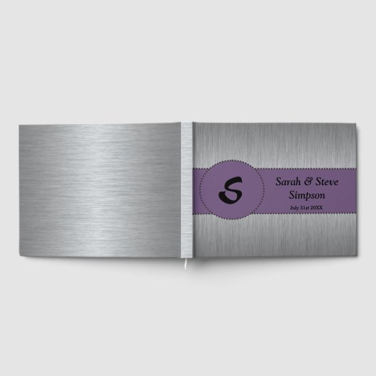 Silver and Lila Monogram Wedbook Gästebuch (Voll)
