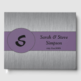 Silver and Lila Monogram Wedbook Gästebuch
