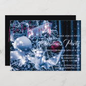 Silver and Magenta Glitzer Bauble Weihnachtsfeiert Einladung (Vorne/Hinten)