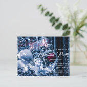 Silver and Magenta Glitzer Bauble Weihnachtsfeiert Einladungspostkarte (Stehend Vorderseite)