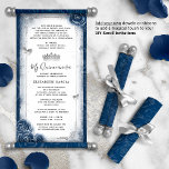 Silver and Navy Blue Quince DIY Scroll Einladungen<br><div class="desc">BITTE BEACHTEN SIE: Dieses Produkt ist nur eine Einladung in Papierform. Es enthält KEINE Dübel oder Bänder, die Sie einzeln hinzufügen können, um sie in eine echte Schriftrolle zu verwandeln. Sie können mir mitteilen, ob Sie zusätzliche Ressourcen für die Dübel, Finale oder Bänder, die im Spottbild verwendet werden, benötigen. Erstellen...</div>