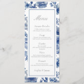 Silver And Navy Blue Wedding Flat Menu Menükarte (Vorderseite)