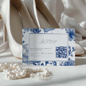 Silver And Navy Blue Wedding QR code RSVP Card
