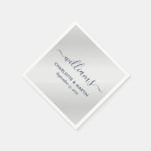Silver and Navy Blue Wedding Serviette (Ecke)