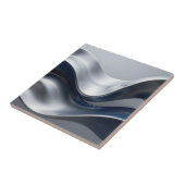 Silver And Navy Fluid Waves Abstract Modern Design Fliese (Seite)