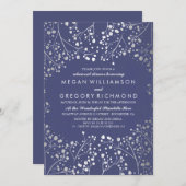 Silver and Navy Gipskraut Probe Dinner Einladung (Vorne/Hinten)