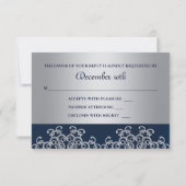 Silver and Navy Indian Style Wedding RSVP Card (Rückseite)