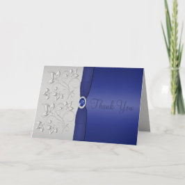 Silver and Navy Thank You Card Dankeskarte