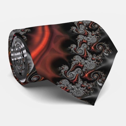 Silver and Orange Mandelbrot with Sphere Tie Krawatte (Gerollt)