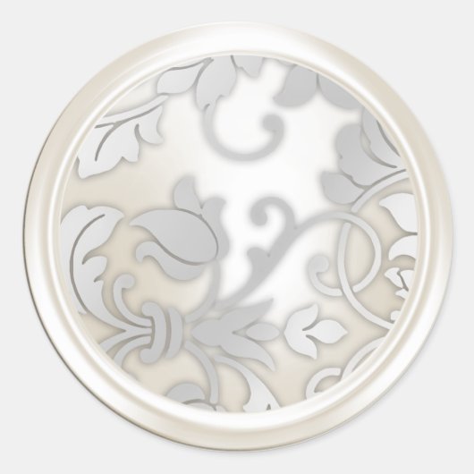 Silver and Pearl Damask Umschlag Aufkleber (Vorderseite)