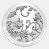 Silver and Pearl Damask Umschlag Aufkleber (Vorderseite)