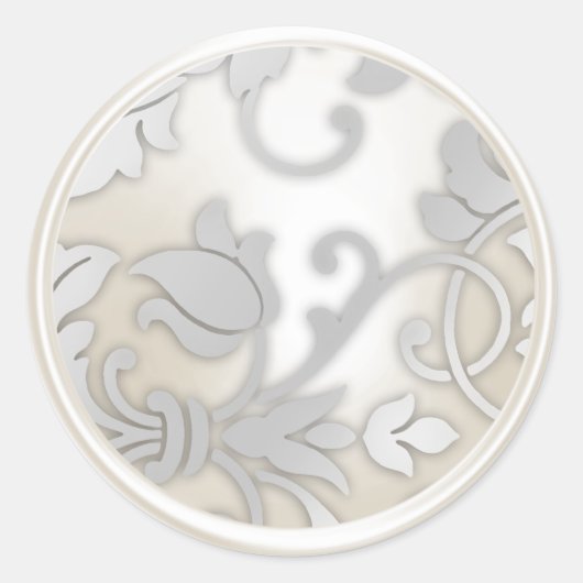 Silver and Pearl Damask Umschlag Aufkleber (Vorderseite)